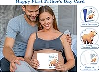 Vista 3 de PETCEE Divertidas tarjetas del primer día del padre para papá de Baby Bump, tarjeta de felicitación del primer día del padre de bebé, hija, hijo