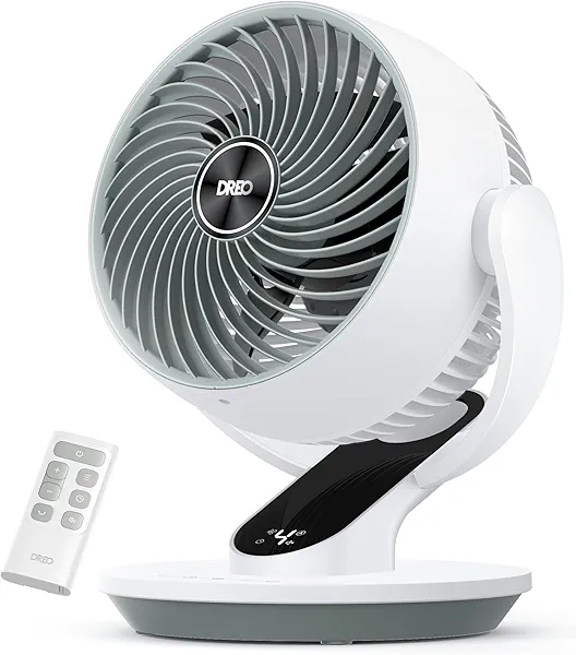 Dreo Oscillating Fan for Bedroom, 13 Inch Quiet Table Fans for Home Whole Room, 70ft Powerful Airflow, Desk Air Circulator Fan with Remote, 120° Adjustable Tilt, 4 Speeds, 8H Timer, for Offi