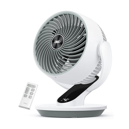 Dreo Oscillating Fan for Bedroom, 13 Inch Quiet Table Fans for Home Whole Room, 70ft Powerful Airflow, Desk Air Circulator Fan with Remote, 120° Adjustable Tilt, 4 Speeds, 8H Timer, for Office Desktop