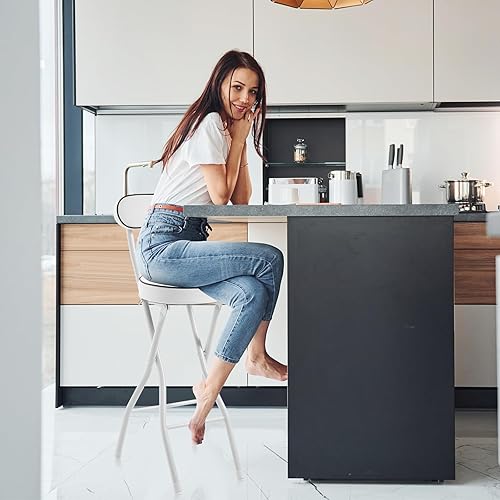 Miniatura 6 de Thyle Taburete plegable acolchado de 2 piezas, taburete plegable acolchado plegable de 25.6 pulgadas, taburete redondo plegable con respaldo y