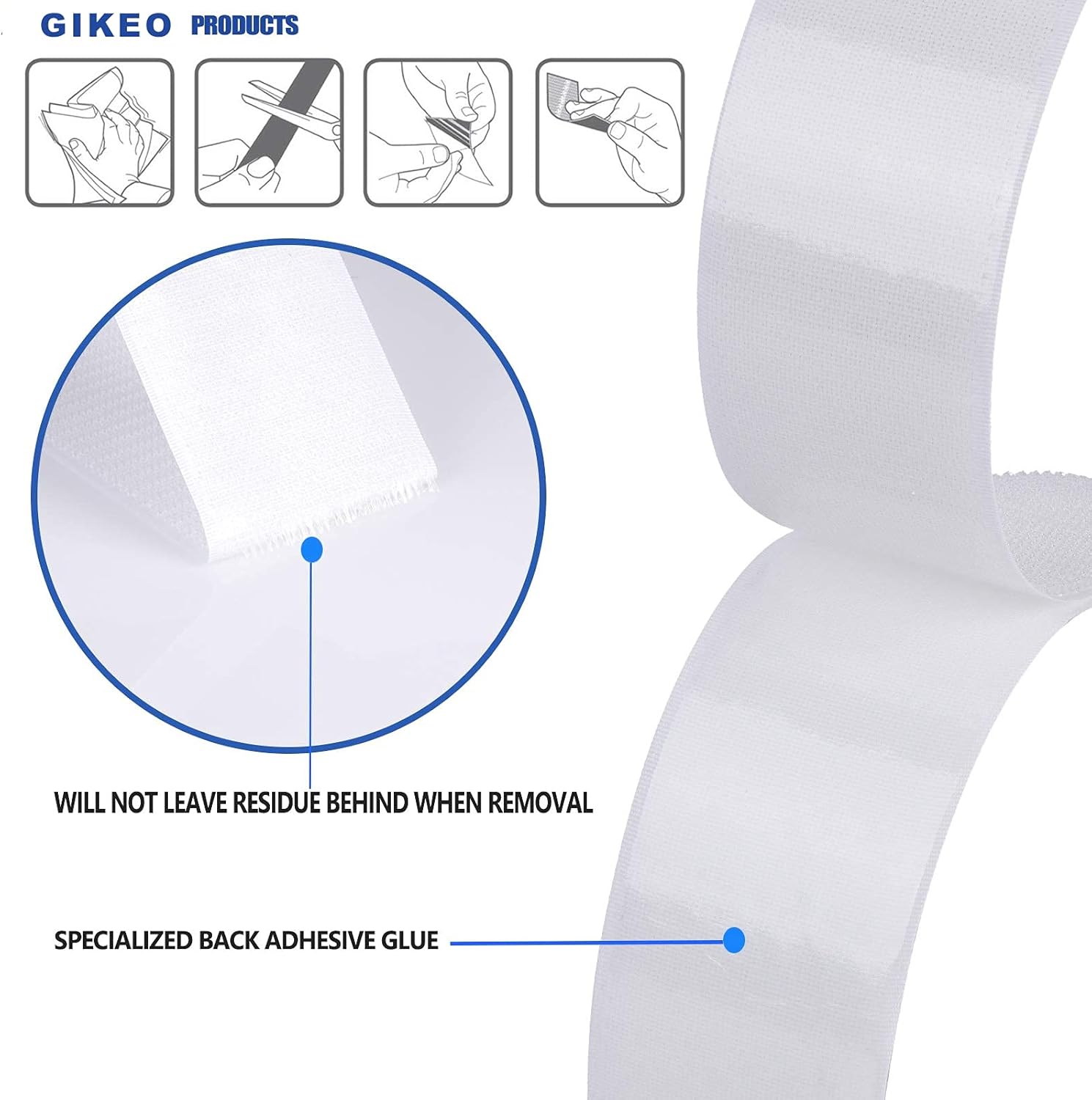 30 Pairs Self Adhesive Hook Loop Tape-Heavy Duty Tape-Industrial Strength Hook Strap Double-Sided Fasten Interlocking Tape for Classroom、Home、Office Use(1.2x3.9 in) (White) : Industrial & Scientific