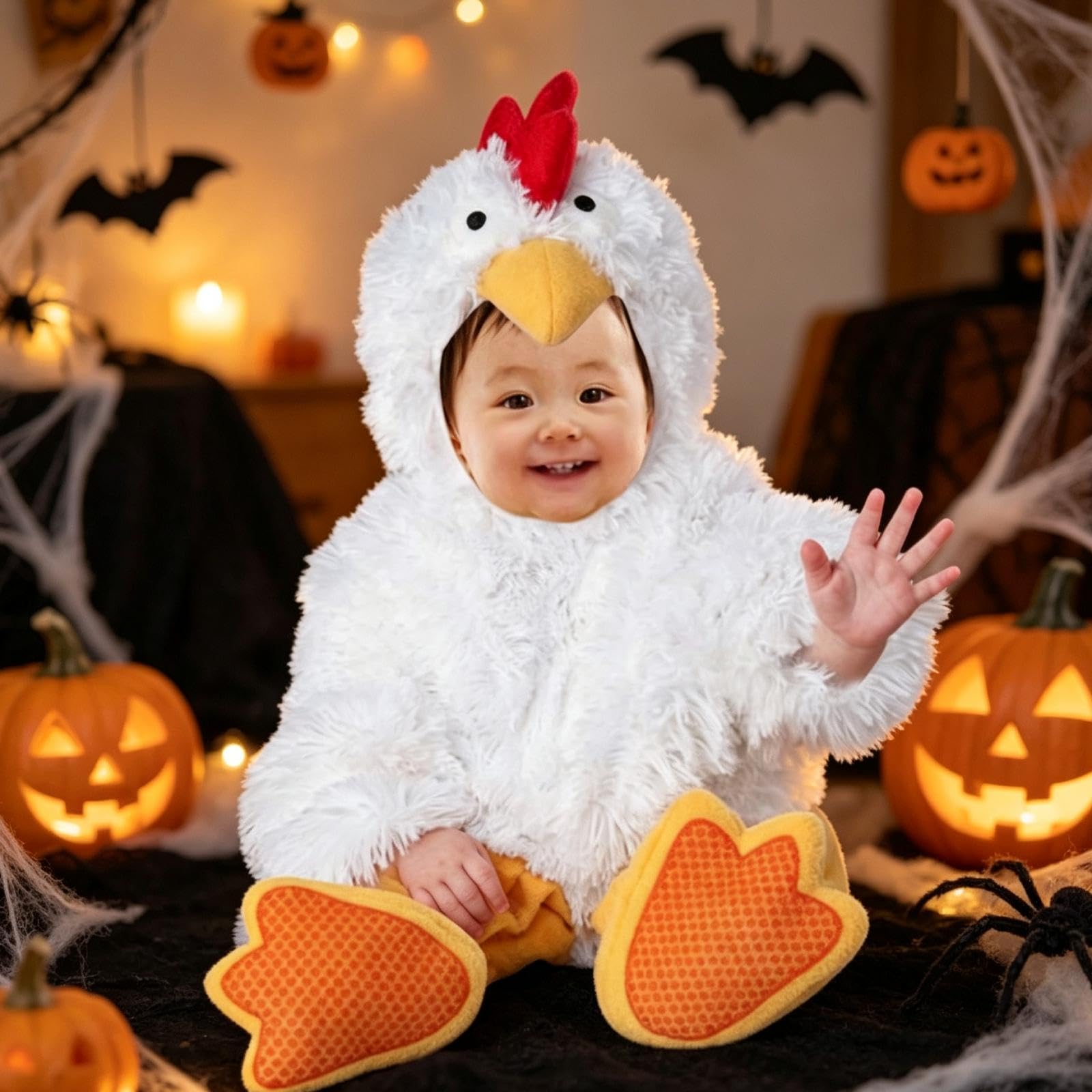 Harilla Costume da Cucciolo di Animale, Tuta Cosplay, Accessorio Divertente e Originale per Halloween, Tutina con Cappuccio per spettacoli teatrali e Festivi, Pulcino, M