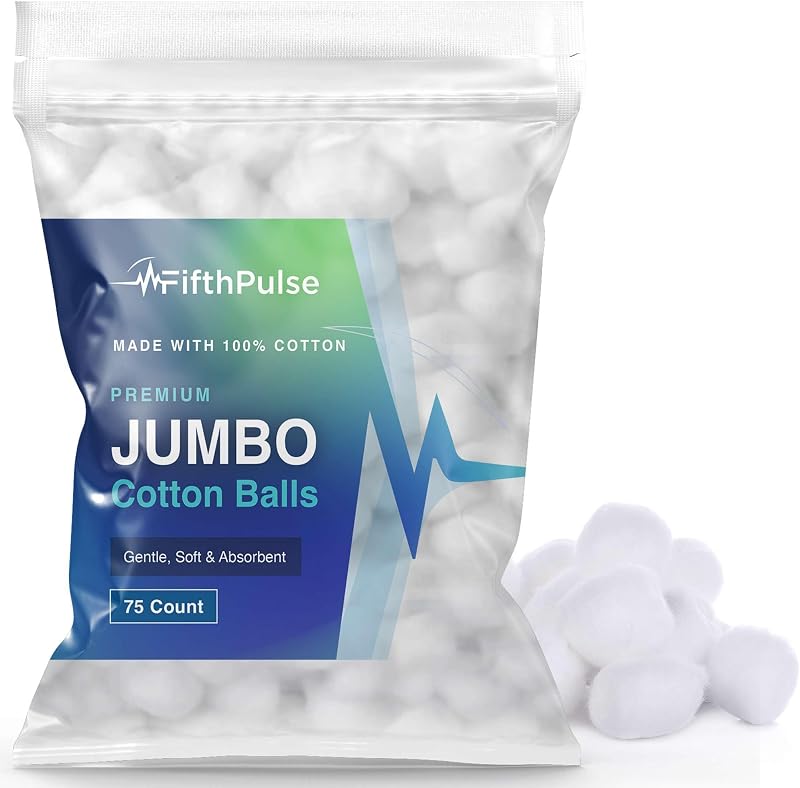 Bolas de Algodão FifthPulse Jumbo, Brancas, 75 Unidades