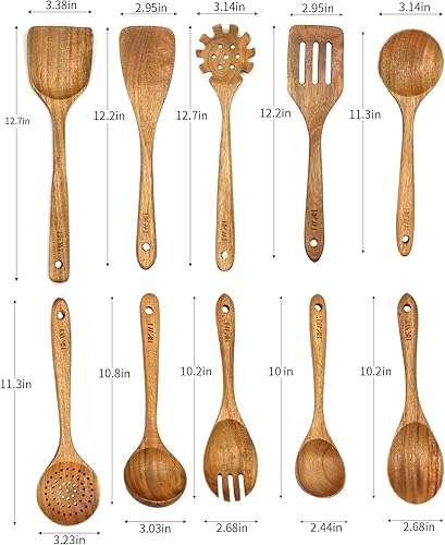 Miniatura 2 de Wooden Spoons for Cooking,10 Pack Wooden Kitchen Utensils Wooden Cooking Utensils Set Wooden Utensils for Cooking Wooden Spoons and Spatula Set (10)