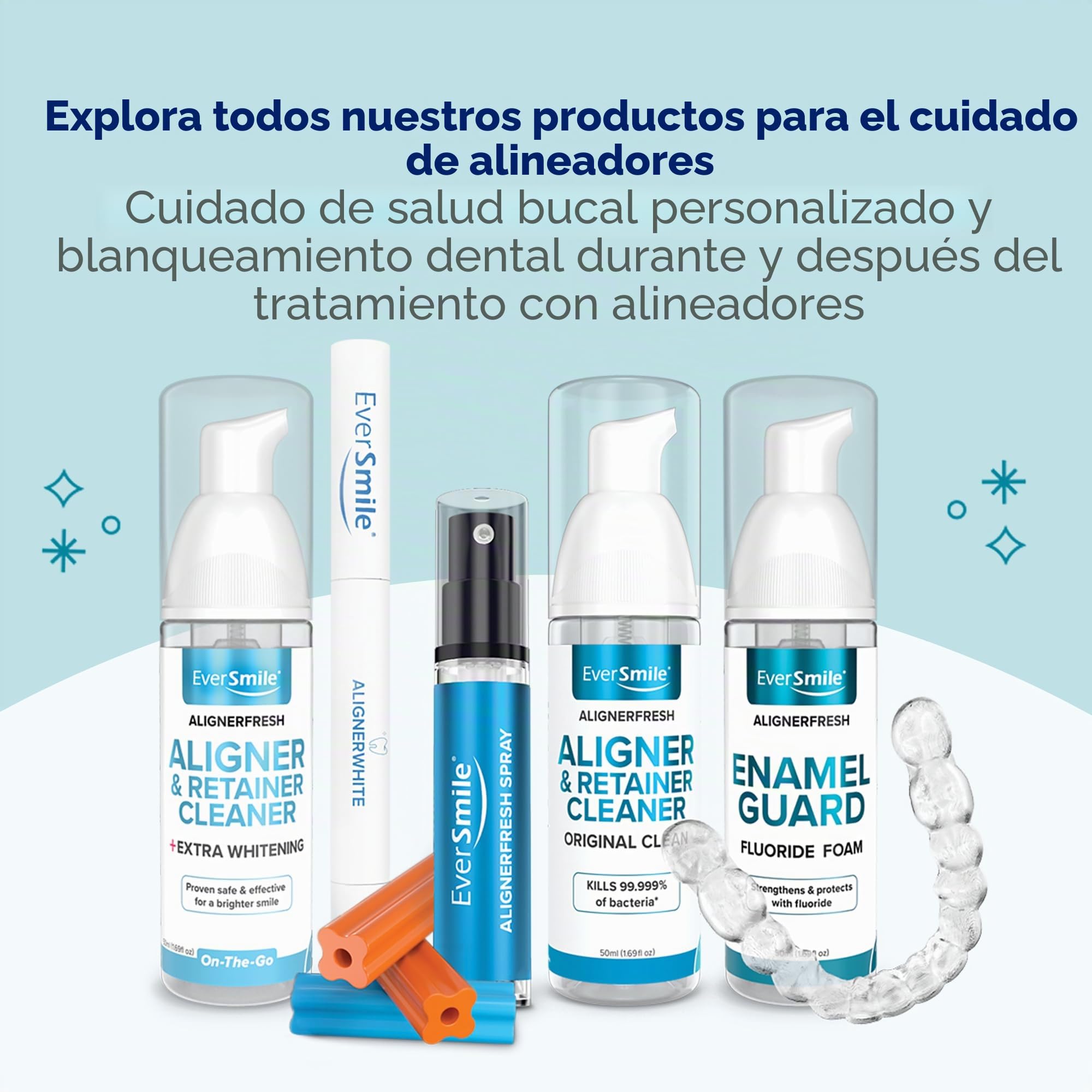 EverSmile AlignerFresh - Espuma de flúor para protector de esmalte, limpiador y retenedor con protección de esmalte, fortalece, protege y blanquea los dientes, elimina bacterias, menta fresca, 1