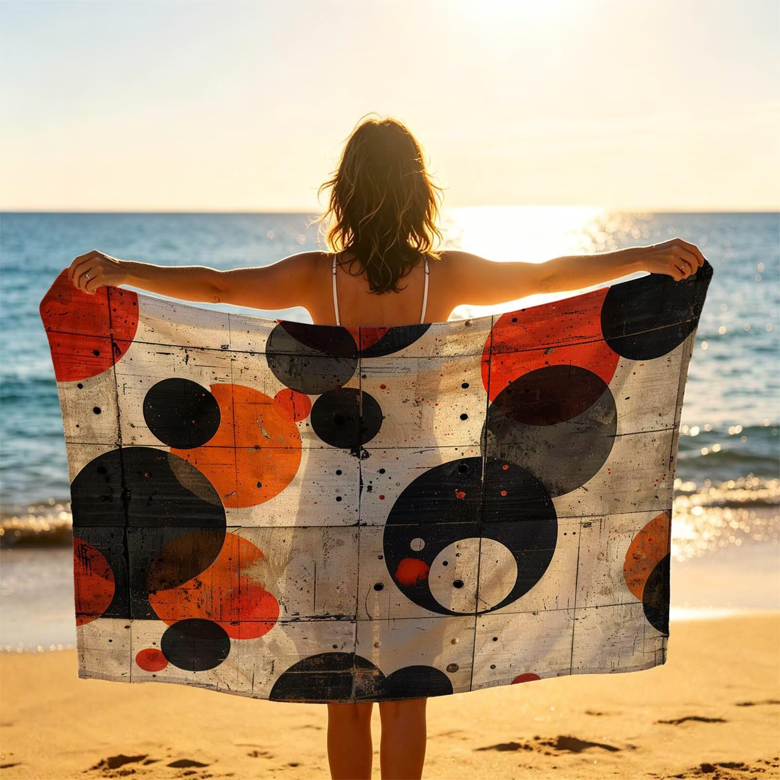 Redondo Toalla Playa 160x220 Resistente a la arena Secado rápido Ligero, Toalla Playa Grande 220 x 160cm Suave Cómodo como Gym Yoga Sauna Toallas Baño Grandes Exterior Travel Essentials Punto XTLS2555