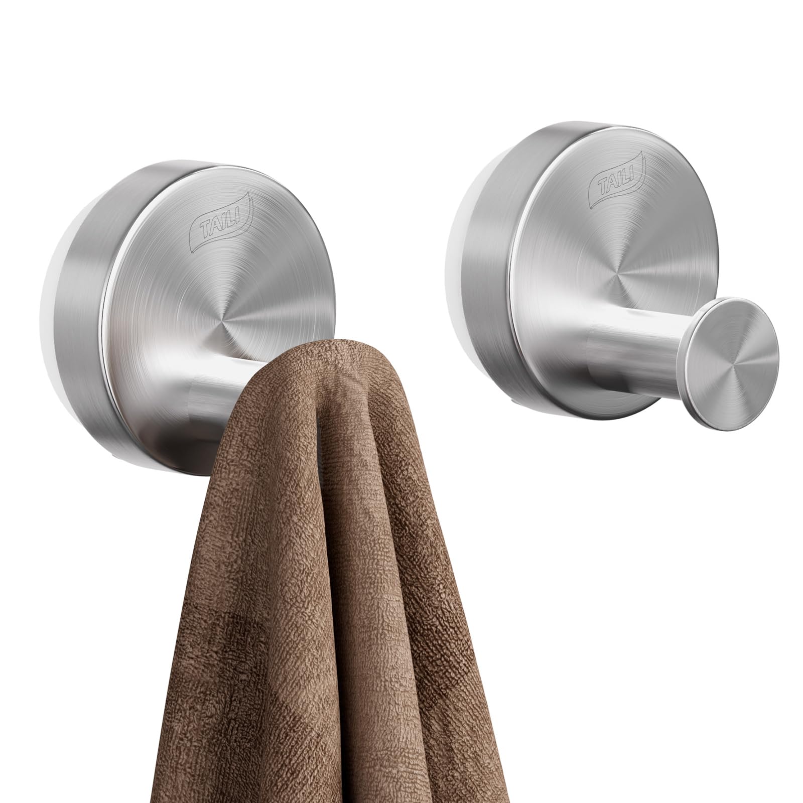 TAILI Shower Hooks Suction Cup, Towel Hooks for Bathrooms, Stainless Steel