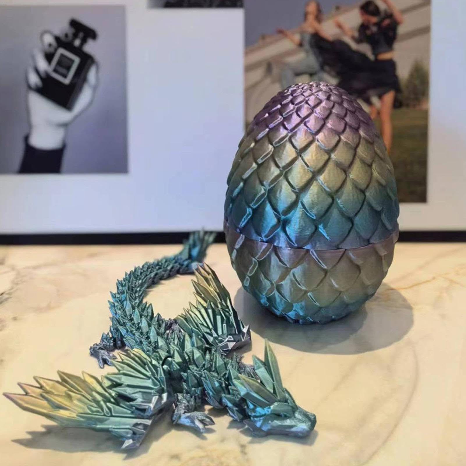 Œuf De Dragon En Cristal – Imprimé 3D, S'ouvre, Dragon Articulé – Fidget Adulte – Décoration Fantastique – PLA écologique