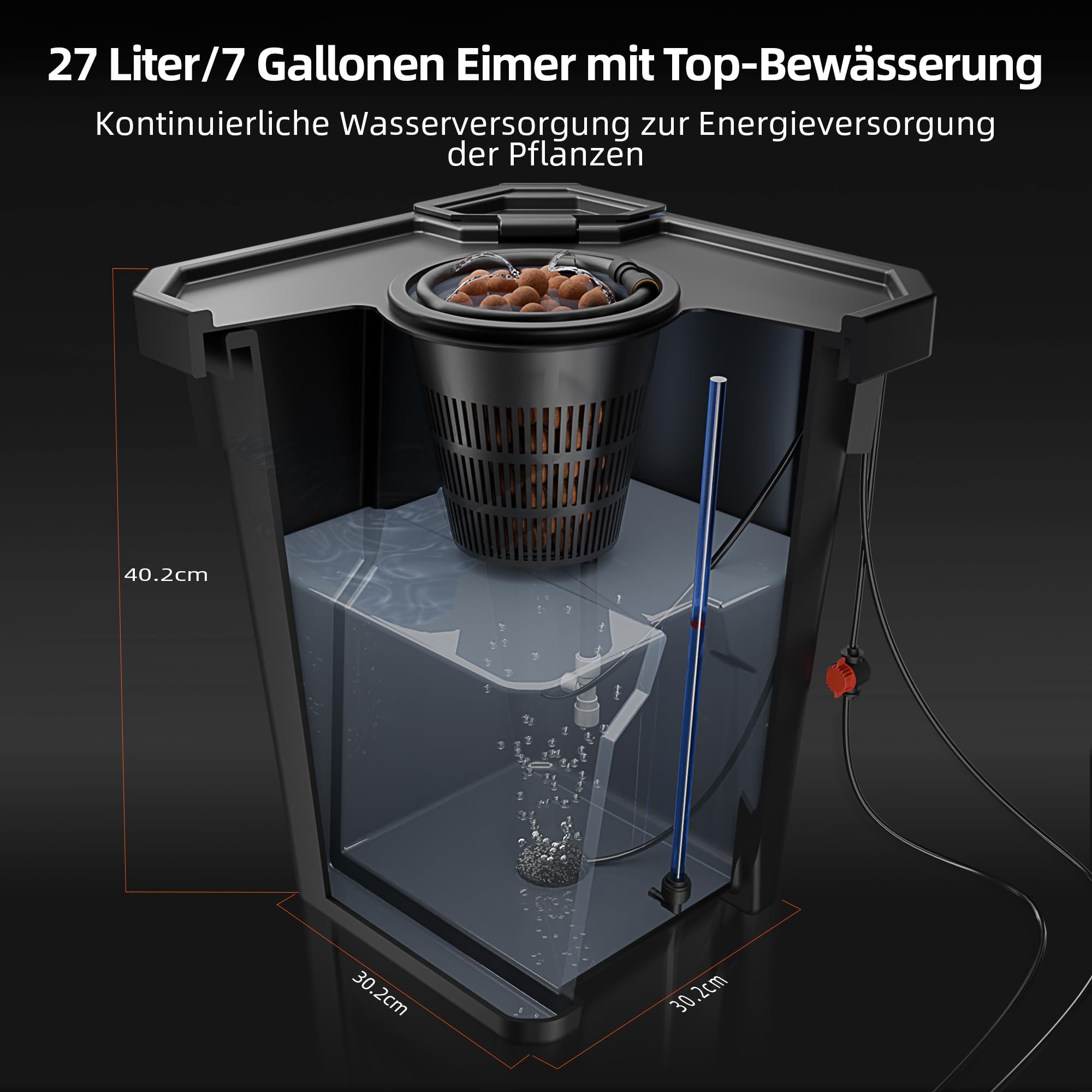 SPIDER FARMER DWC Sistema de Cultivo Hidropónico con 27 litros/7 Galones de Agua Profunda de Cultura, Nuevo Diseño de Cubierta Triangular, Bomba de Aire de 8W, 2 Cubos