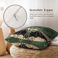 Vista 3 de Kawani Fundas de almohada de Halloween de 16 x 16 pulgadas, diseño de gatos aterradores, calabazas, esqueletos, murciélagos, juego de 2 almohadas