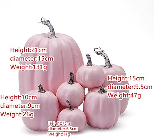 Miniatura 4 de BULINGNA 7 calabazas artificiales para decoración de Halloween, espuma de simulación de cosecha de otoño, calabazas para Halloween, Acción de