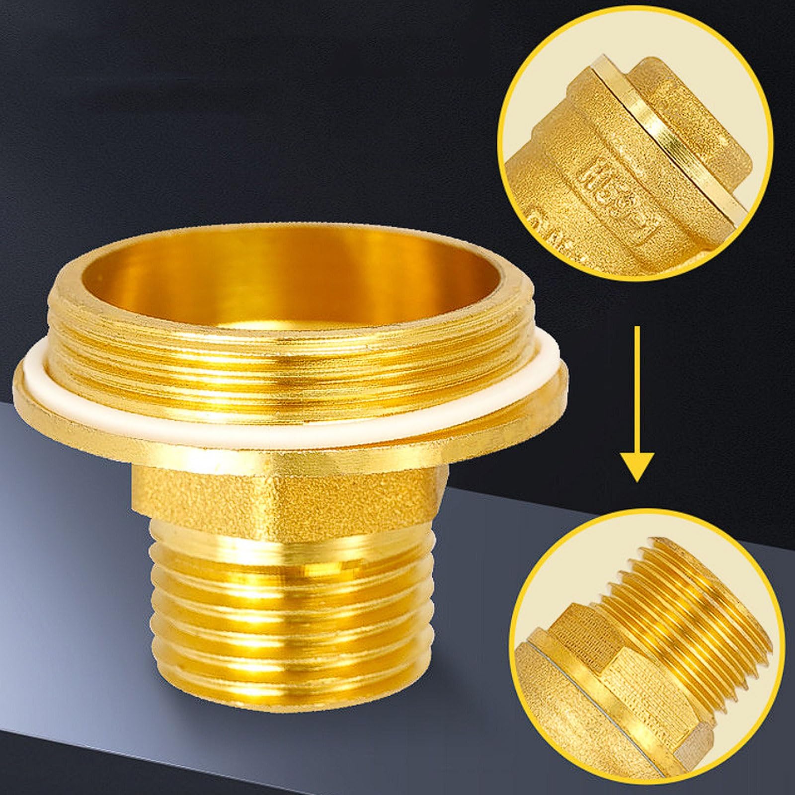 Tappo filtrante a Y in Ottone, Filettatura Maschio per climatizzazione Centrale/Riscaldamento a Pavimento/Tubo Acqua 43/47/58mm DE Verso 1/2", Tutto Rame(58mm to 1/2'')