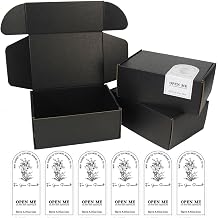 6Pack Small Cardboard Boxes,20x14x8cm Black Gift Packing Boxes Corrugated Cardboard Shipping Boxes for Business, Posting, Storing or Gift