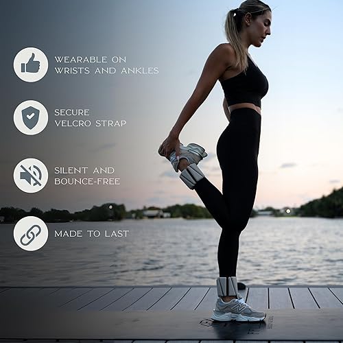 Vista 3 de Pesas de tobillo y muñeca para hombres y mujeres (juego de 2) Ajustable 1-2 libras cada una pulseras de peso para piernas y brazos para caminar
