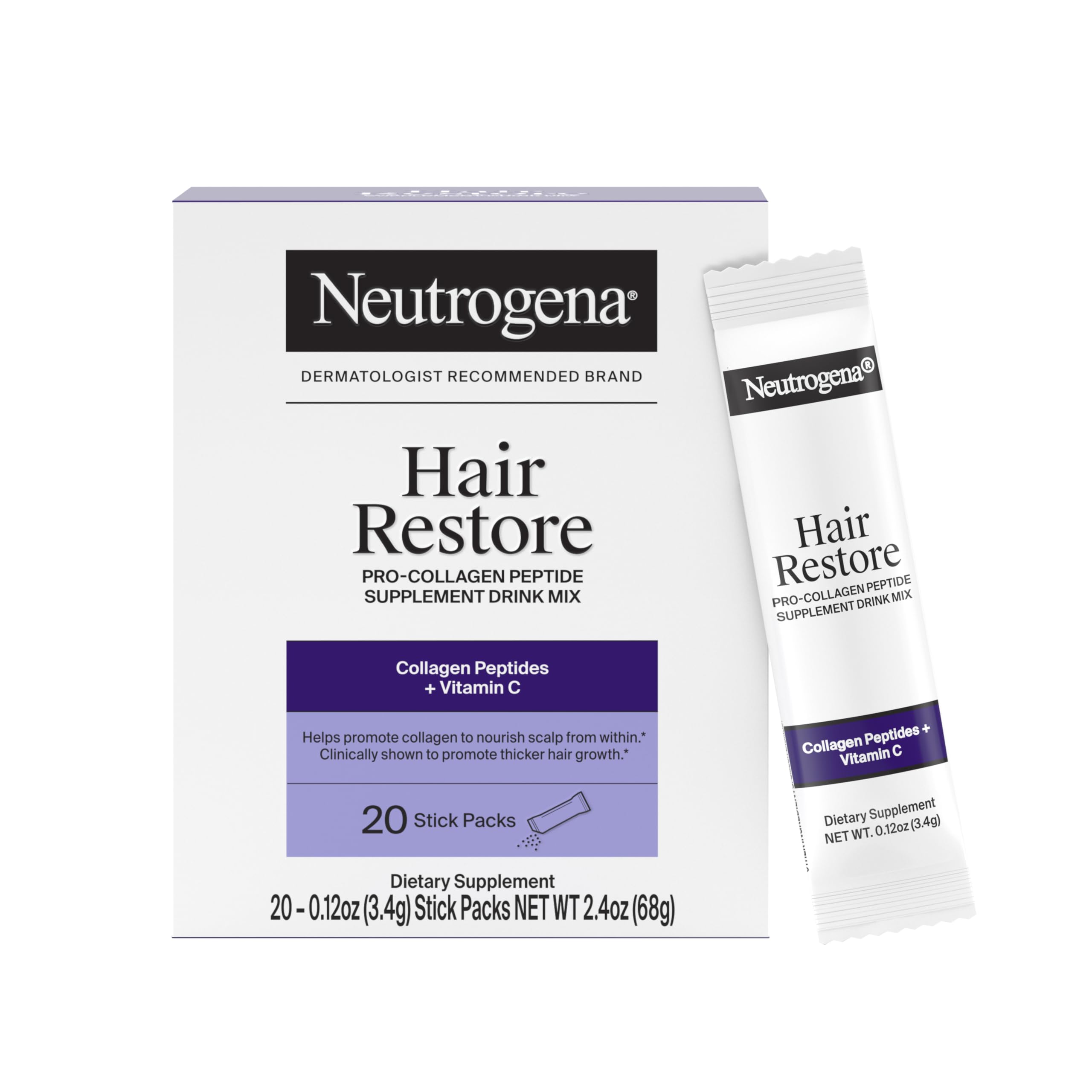 Neutrogena Hair Restore Pro-Collagen Peptide Supplement, 20 Packs