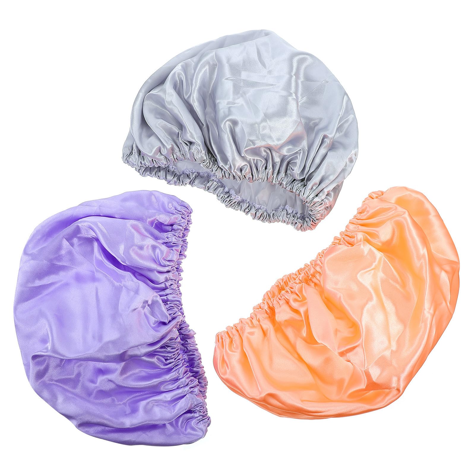 Veemoon 3 piezas Gorro Ducha Doble para Mujer Reutilizables Colores Pastel Protección contra Humedad para Baño y Maquillaje