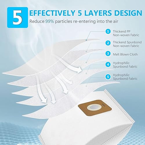 Miniatura 4 de Paquete de 12 bolsas de vacío HEPA tipo A compatibles con la mayoría de las aspiradoras verticales Riccar Vibrance, R Series, Supralite, Vibrance,