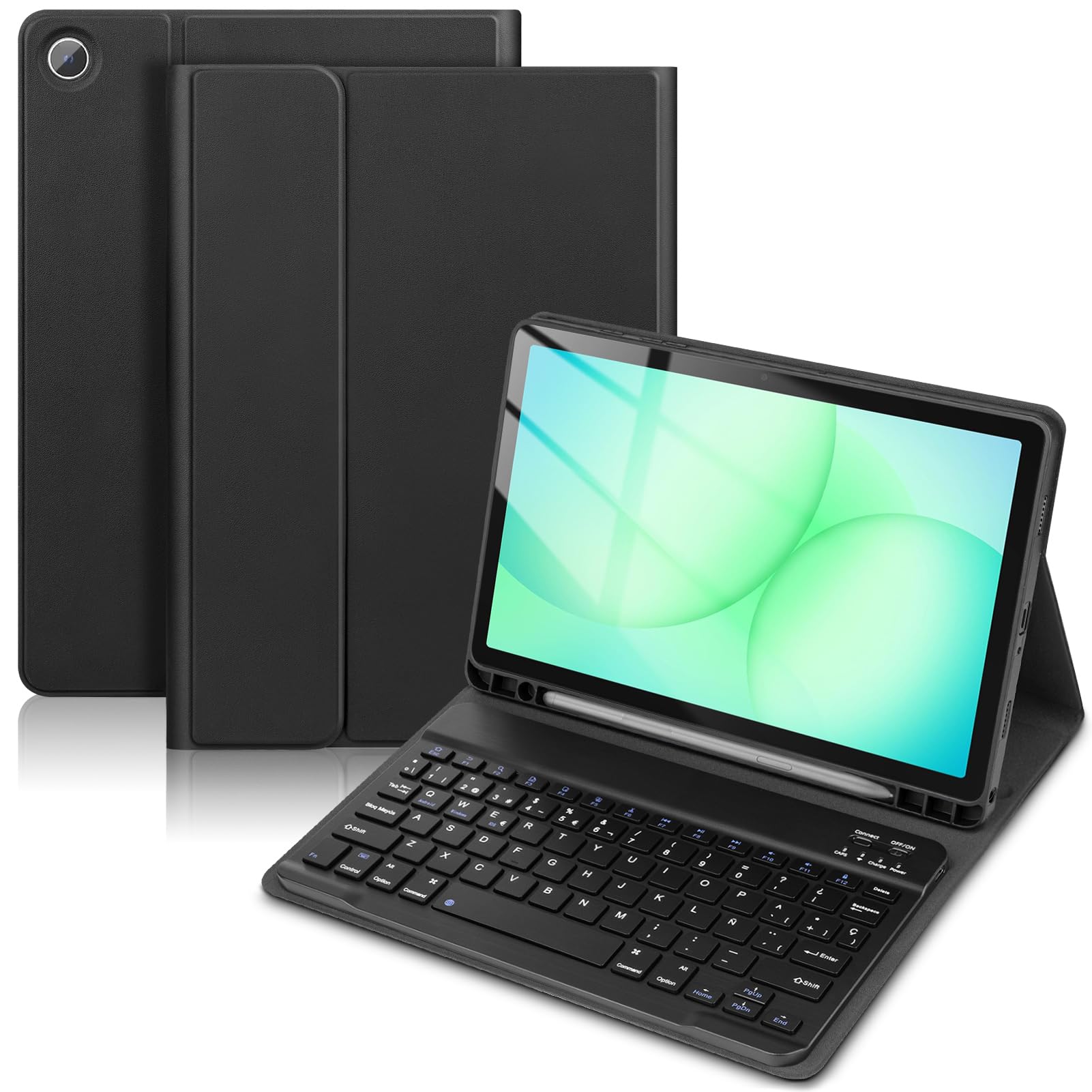 Funda con Teclado para Samsung Galaxy Tab A11 Plus/A9+ 11“ 2025/2023 (SM-X310/X315/X236), Teclado Bluetooth inalámbrico Desmontable con Funda Protectora, para la Tablet Samsung A11+ (Negro)