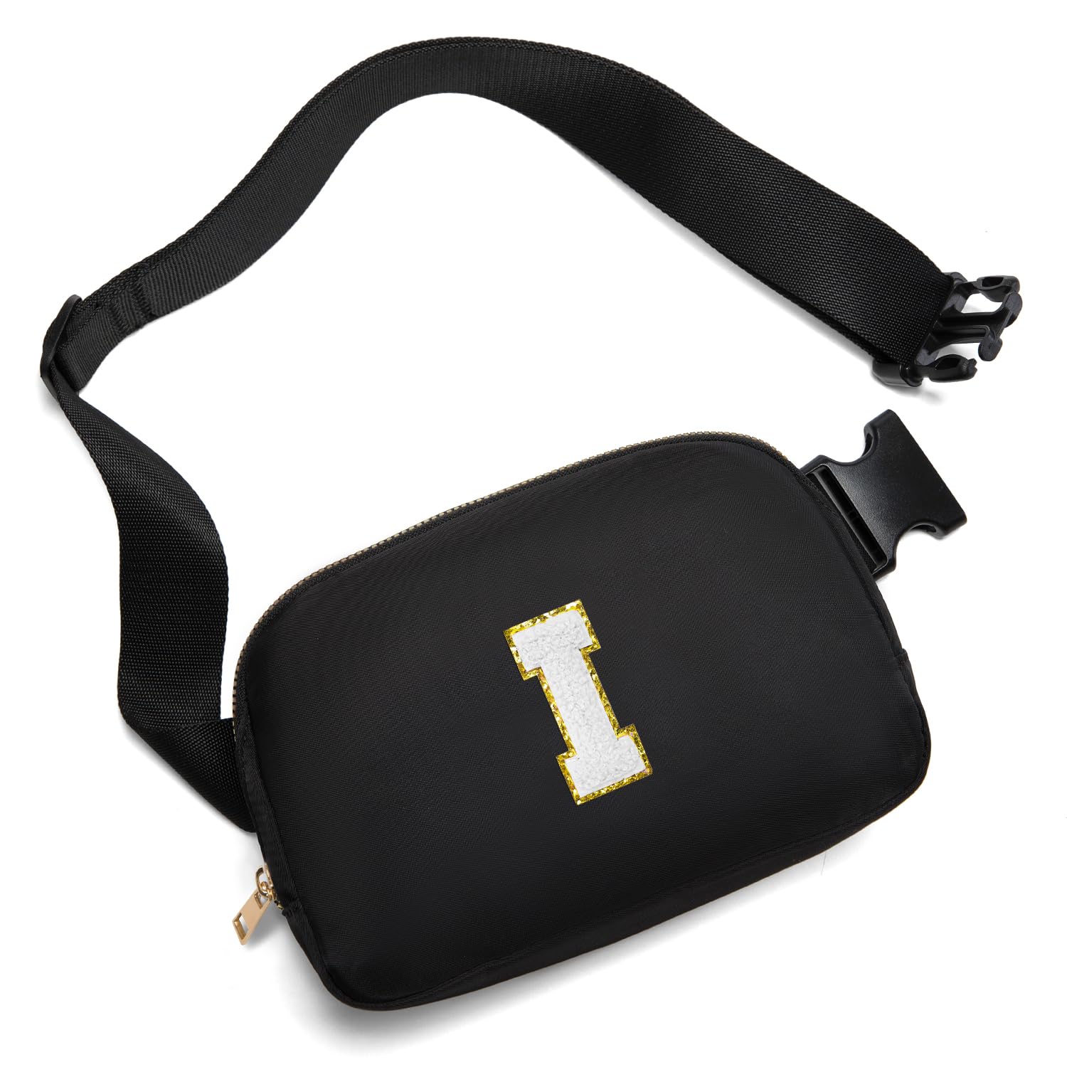 Gitus Birthday Gifts for 8 9 10 11 12 13 Year Old Girls Personalized Fanny Pack Crossbody Bags with Initial Letter Patch Belt Bag for Teen Girls Cute Trendy Stuff Travel Essentials (Black-I)