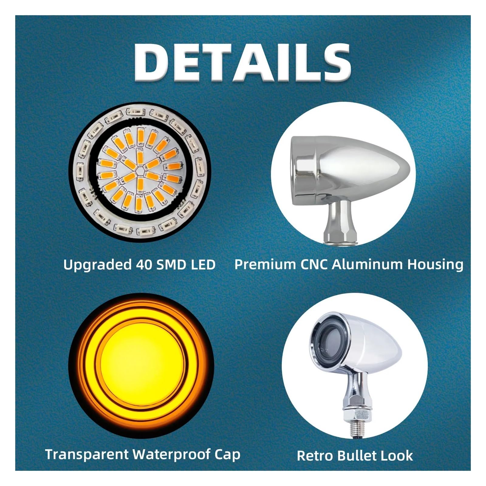Traseras Delanteras LED señales Motocicleta 4 Piezas Giro luz señal