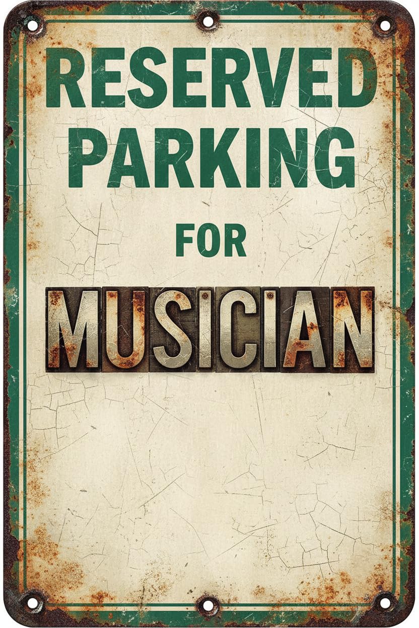 Wall Decor Reserved Parking Only For Musician Metal Aluminum Caution 8x12Inch Sign Vintage Signs Plates Printed