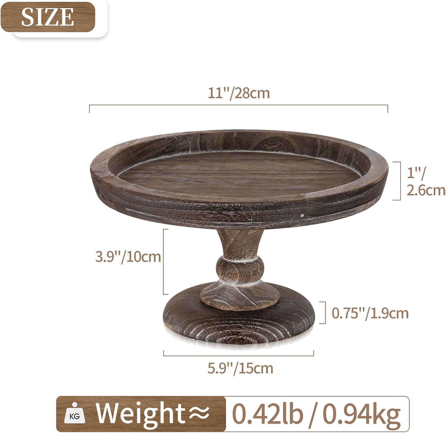 Hanobe Display Riser for Farmhouse Decor: Rustic Wooden Risers Round Decorative Pedestal Plate Stand Holder Tray for Candle, Cupcake, Plant - Image 3