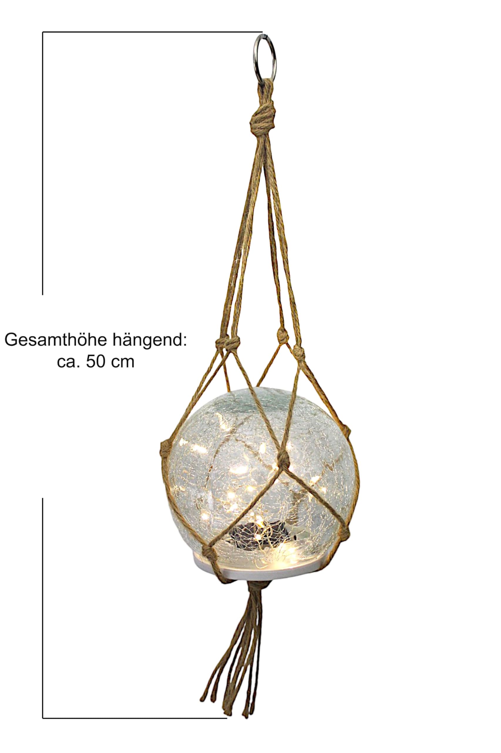 Lampada a sospensione solare e lampada da tavolo, set di 2 lampade solari per esterni, 15 cm, stile bohémien, con vetro di alta qualità con rete di iuta, decorazione da giardino, bianco caldo