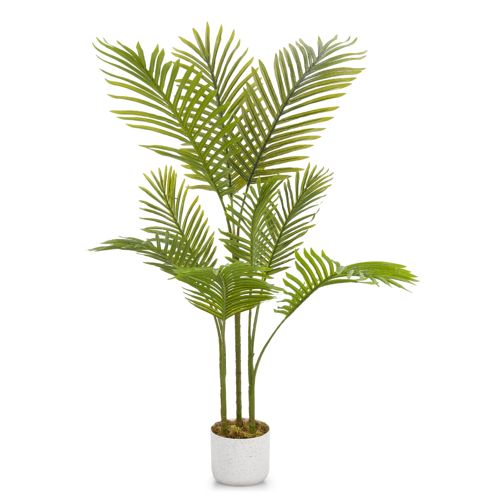 Garveehome 105 Palmera Areca Planta Artificial De Palma De Areca, 105/110 Cm, Planta Artificial Alta Para Interiores, Con Maceta Blanca