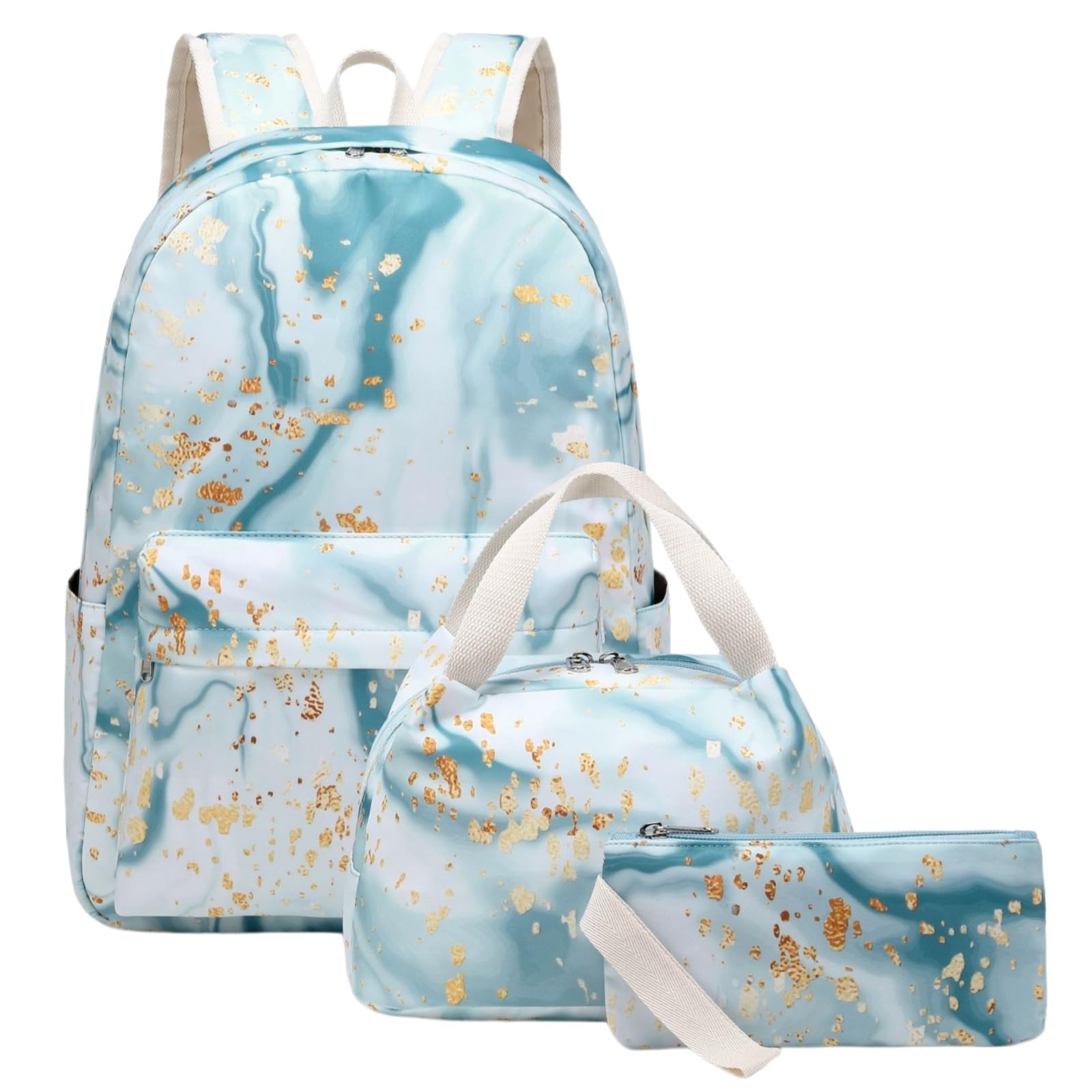 Zaino da Viaggio Borse Scolastiche 3pcs per Ragazze Set Scolastico Carino Libro Borsa Scuola Impermeabile con Pranzo Cassa A Matita