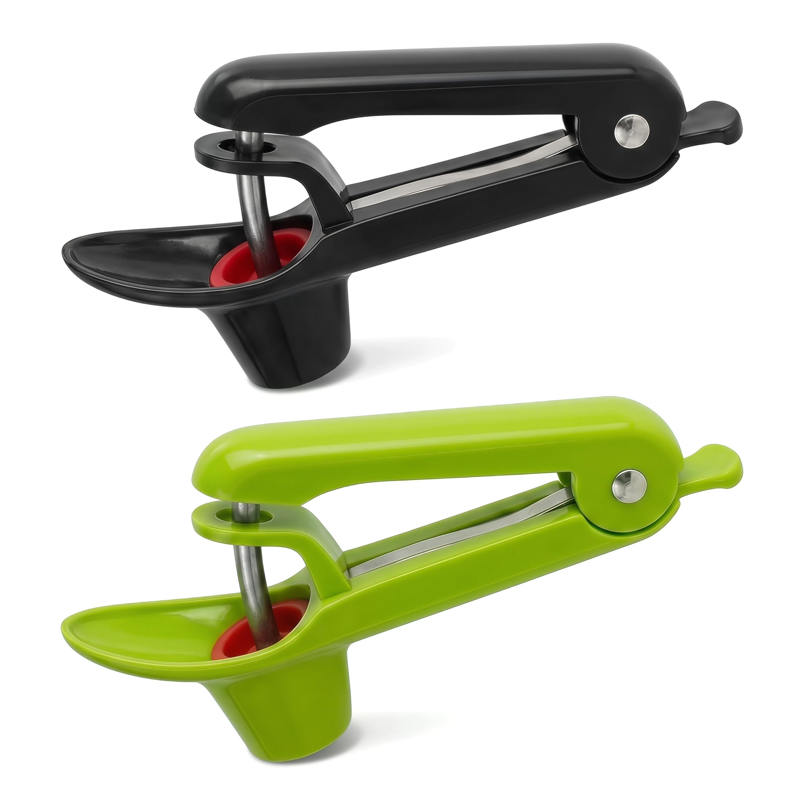 Cherry Pitter and Olive Pitter Tool, 2 Pcs Stainless Steel Cherry Stoner Remover Core Remover with Safety Lock Non Slip Soft Touch Handle