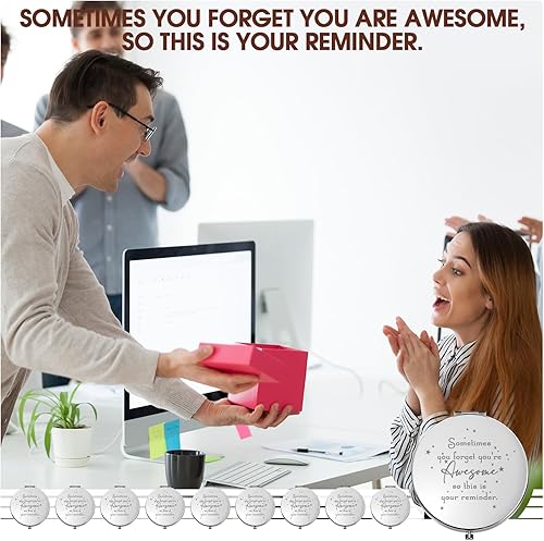 Miniatura 6 de Roowest 10 piezas de espejo compacto inspirador Sometimes You Forget You're Awesome Apreciation Thank You Gifts para mujeres, empleados, compañeros