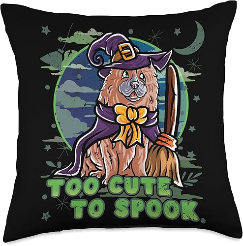 BCC Chow Chow Shirts & Asian Dog Lover Gifts Chow Happy Halloween Costume Witch Throw Pillow, 18x18, Multicolor