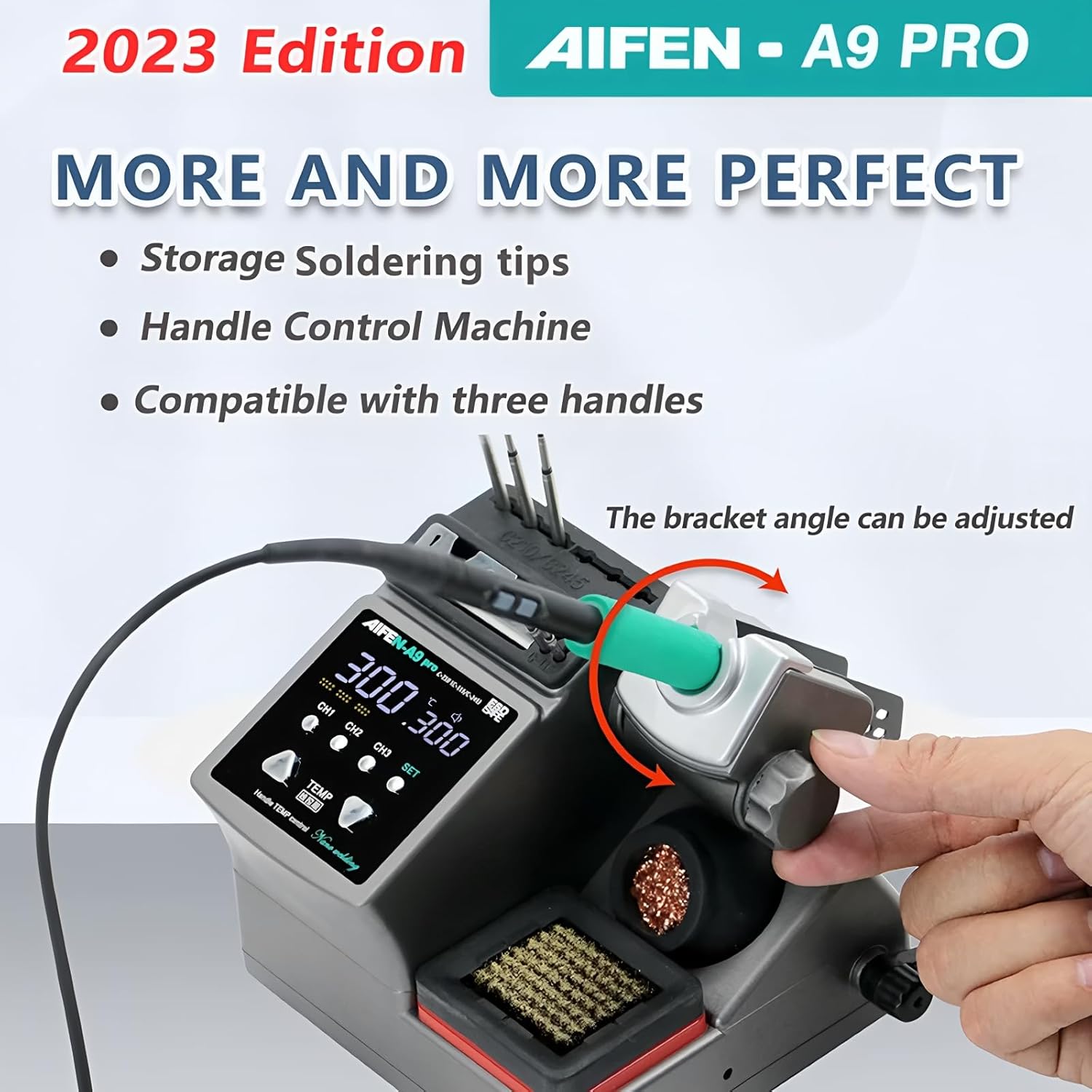 AIFEN A9Pro Soldering Station Compatible Soldering Iron Tip 115/210/245 Handle Control Temperature Welding Rework Station(A9Pro 210+3tips)