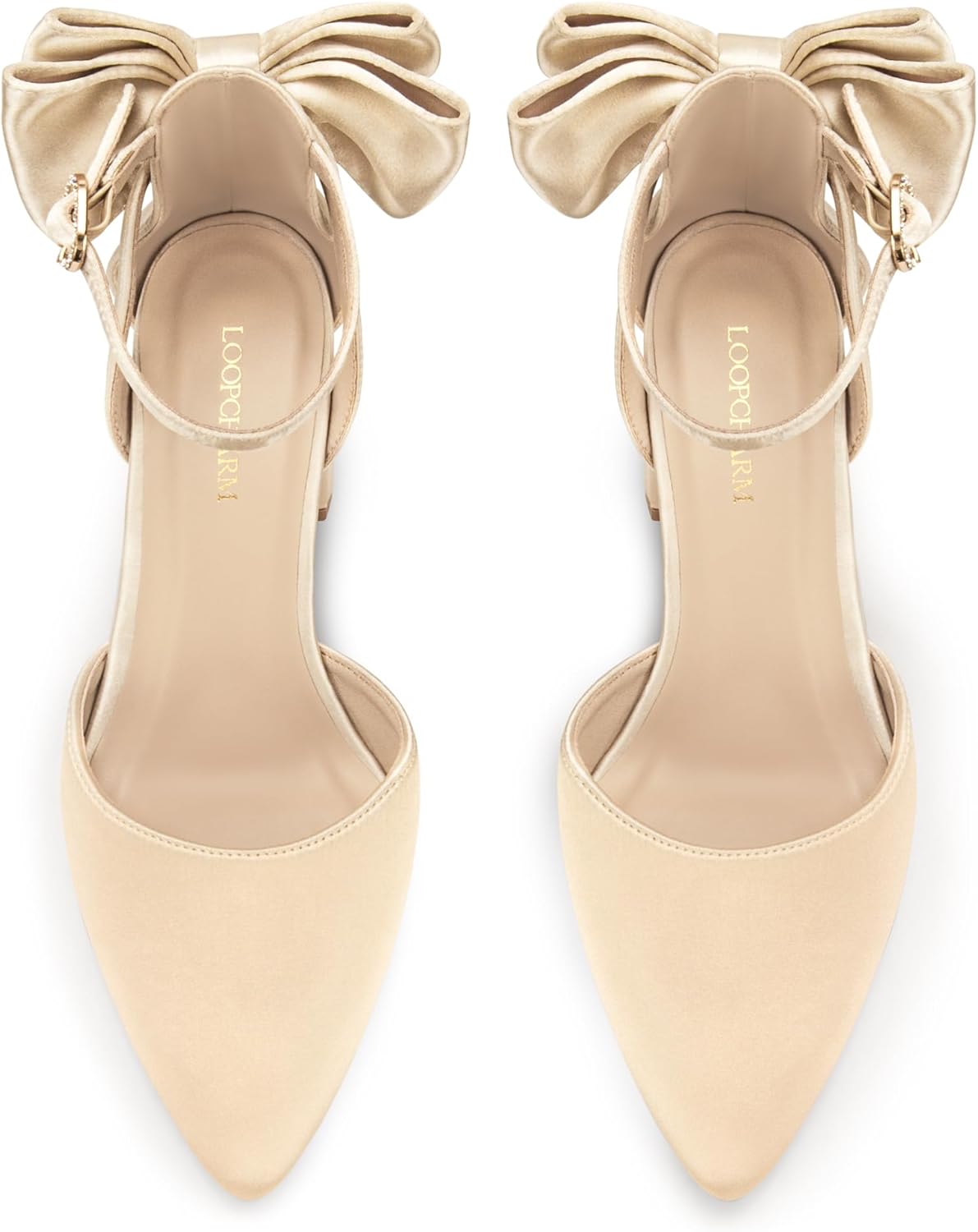 Womens Closed Pointed Toe Heels with Bow Low Chunky Block Heel Ankle Strap D'Orsay Pumps Bridal Wedding Dress Shoes - Image 6