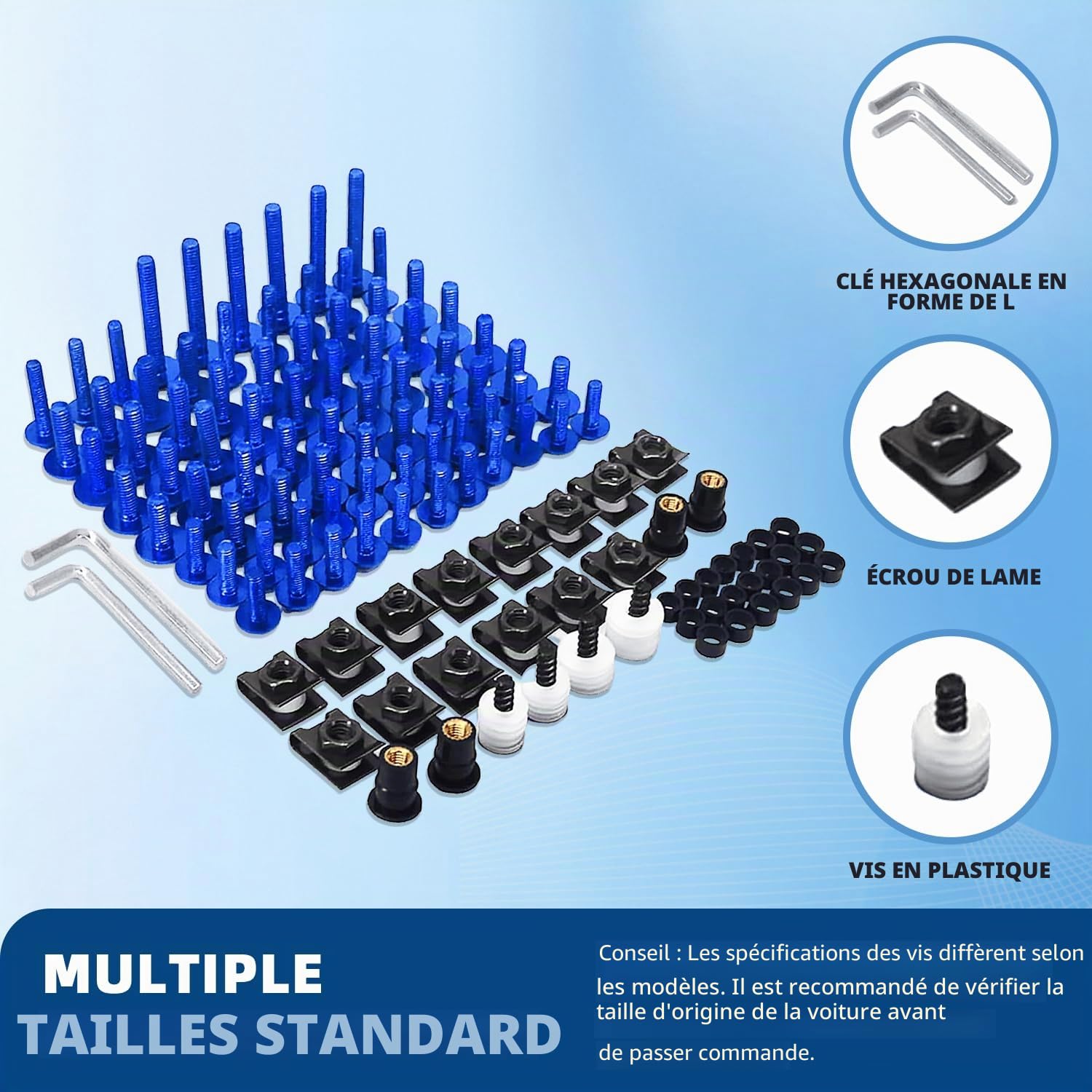 JFG RACING Vis Carenage Moto,Vis Fixation Carenage Universels-Bleu | Visserie Carrosserie Moto Boulons Kits CaréNages Alliage Aluminium pour la Plupart des Motos de Sport Motos de Rue Scooters