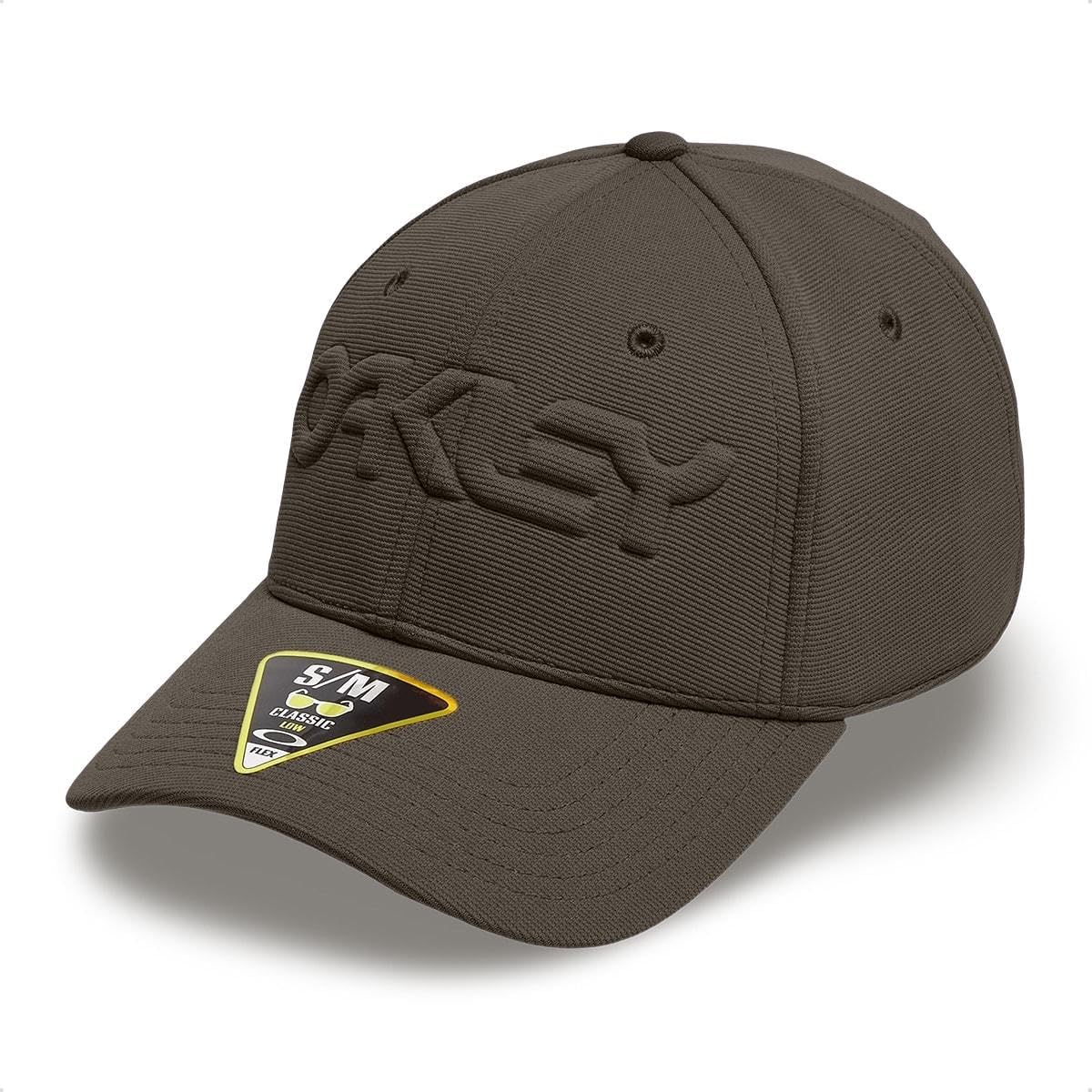 Oakley Mens 6 Panel Stretch Embossed Hat, Cocoa Brown, Small