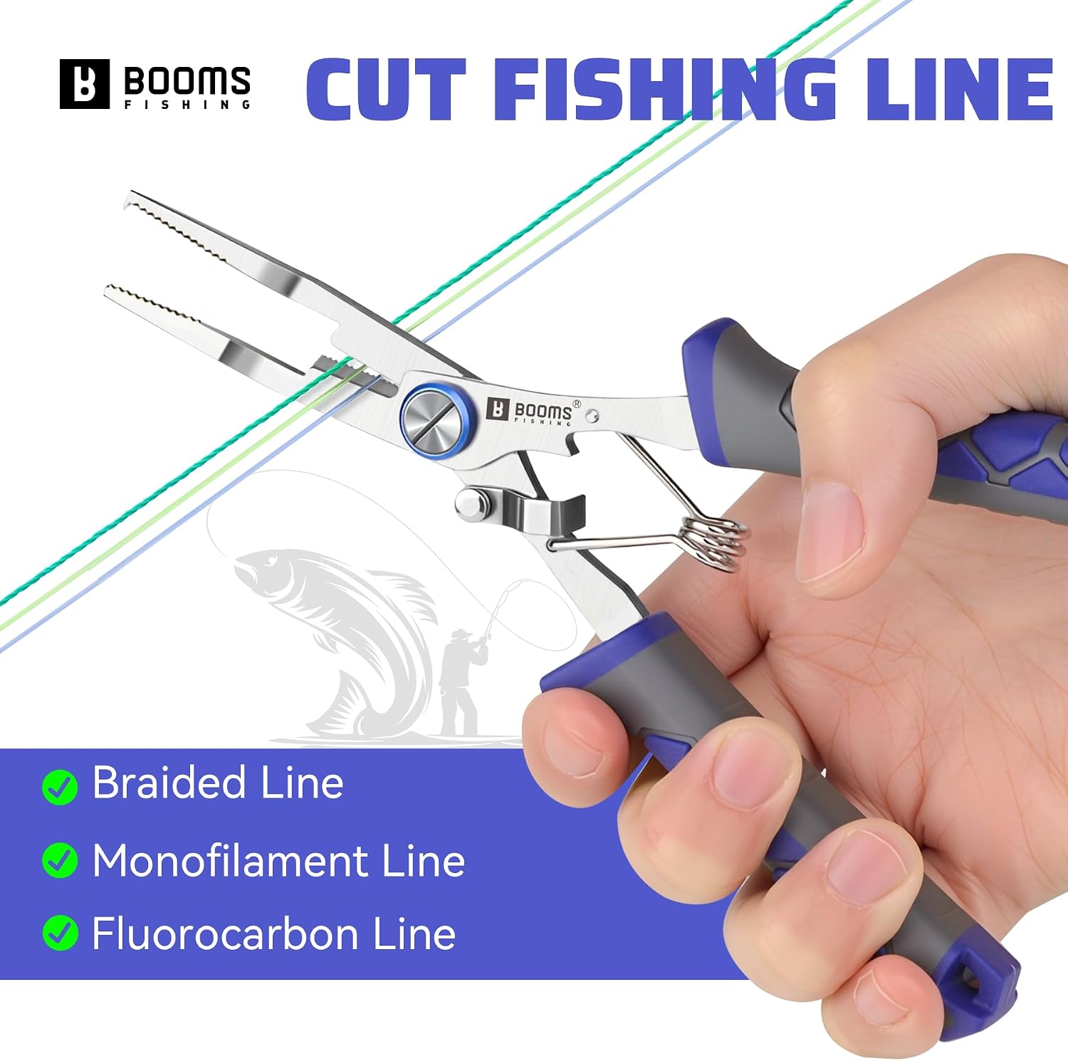 Booms Fishing Pliers Stainless Steel: 6.5" Split Ring Pliers - Braided Line Cutter & Scissors with Lanyard - Fish Hook Remover Tool for Saltwater and Freshwater - Fishing Tools for Angler, XW13