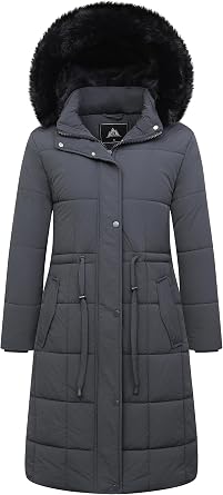 GOLDLADIES Womens Winter Coat Long Waterproof Parka Snow Winter Jacket | Windproof Warm Winter Jacket with Hood, Heavy Duty Cold Weather Outerwear for commuting and outdoor activities