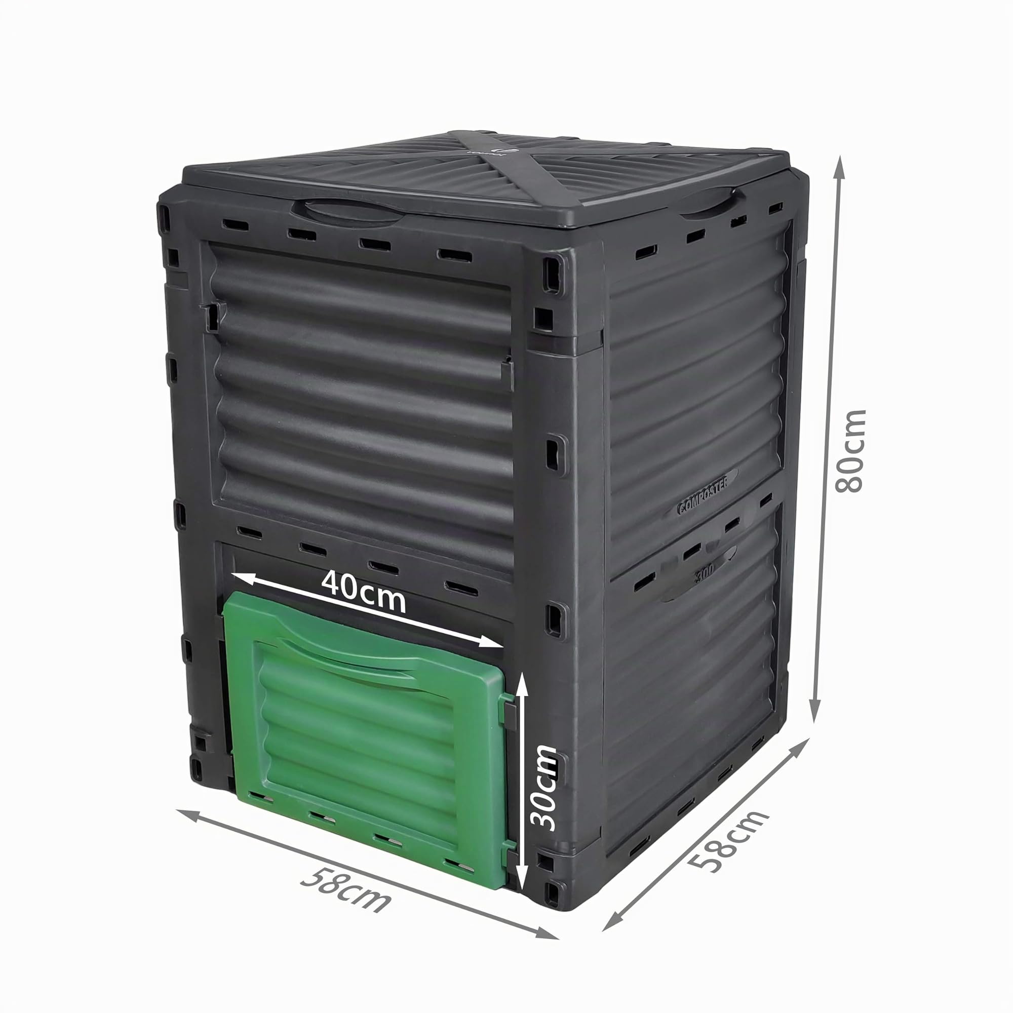 VOUNOT® Compostador Jardin 300L, Compostera Organica, Negro y Verde