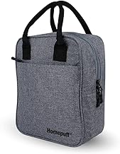Home Puff Lunch Bags for Women & Men, Tiffin Lunch Bag for Office/College/School, Bottle Holder, Lightweight, Durable Handles, Multiple Pockets, with Warranty, Made in India, Grey