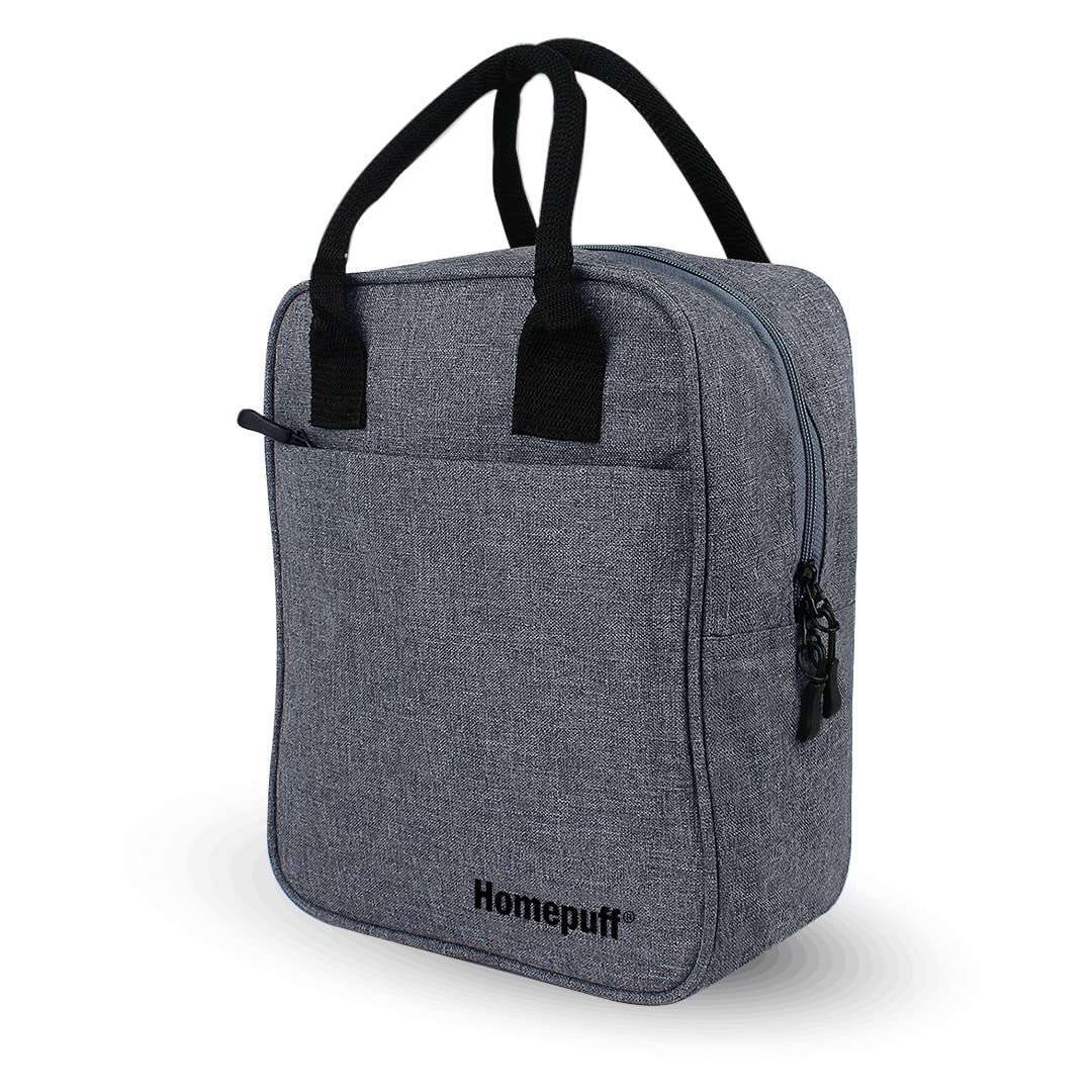 Home Puff Lunch Bags for Women & Men, Tiffin Lunch Bag for Office/College/School, Bottle Holder, Lightweight, Durable Hand...