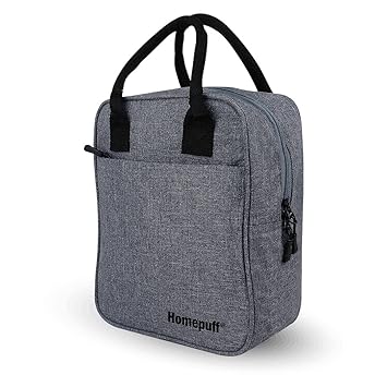 Lunch Bag for Women & Men, Insulated Lunch Bag, Tiffin Lunch Bag for Office/College/School, Bottle Holder, Lightweight, Durable Handles, Multiple Pockets, with Warranty, Made in India, Grey