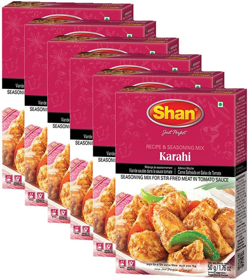 Shan - Karahi Seasoning Mix (50g) - Spice Packets for Karahi Masala (Pack of 6)