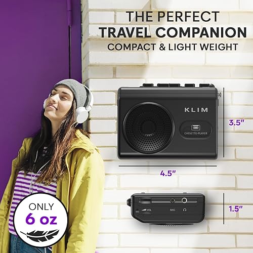 Miniatura 7 de KLIM K9 Grabadora de Cintas de Casete – Reproductor de Casete Portátil y Grabadora de Cinta con Altavoz Integrado y Micrófono, Conector para