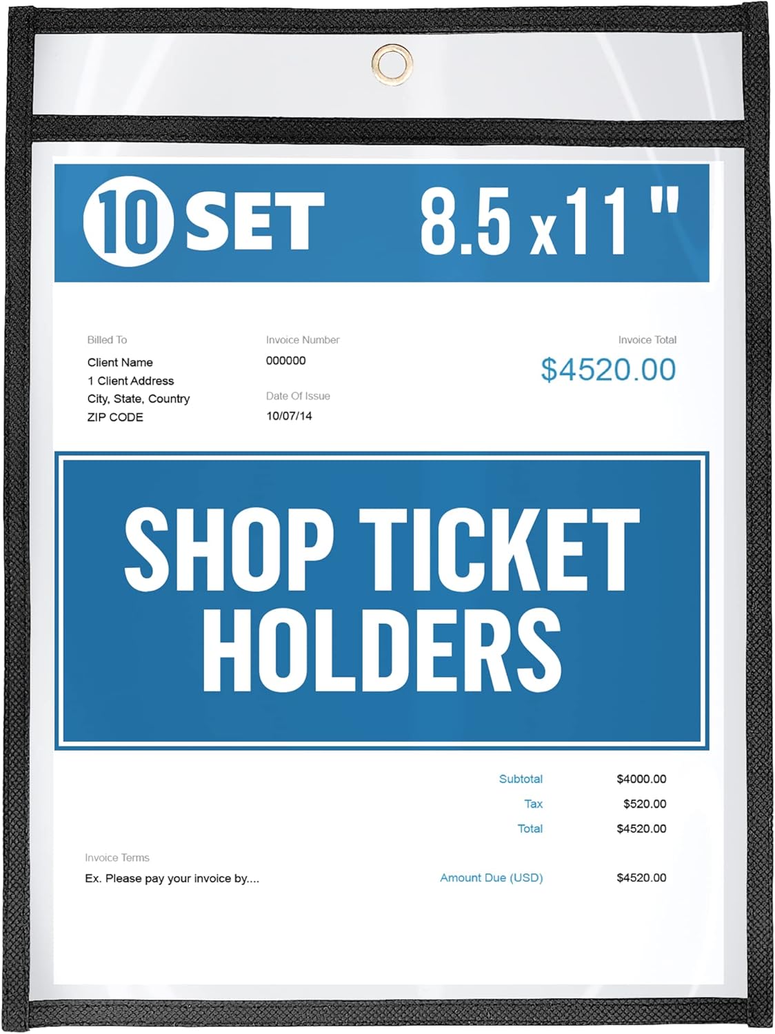 10 Pack Job Ticket Holders 8.5x11 inch Black Shop Ticket
