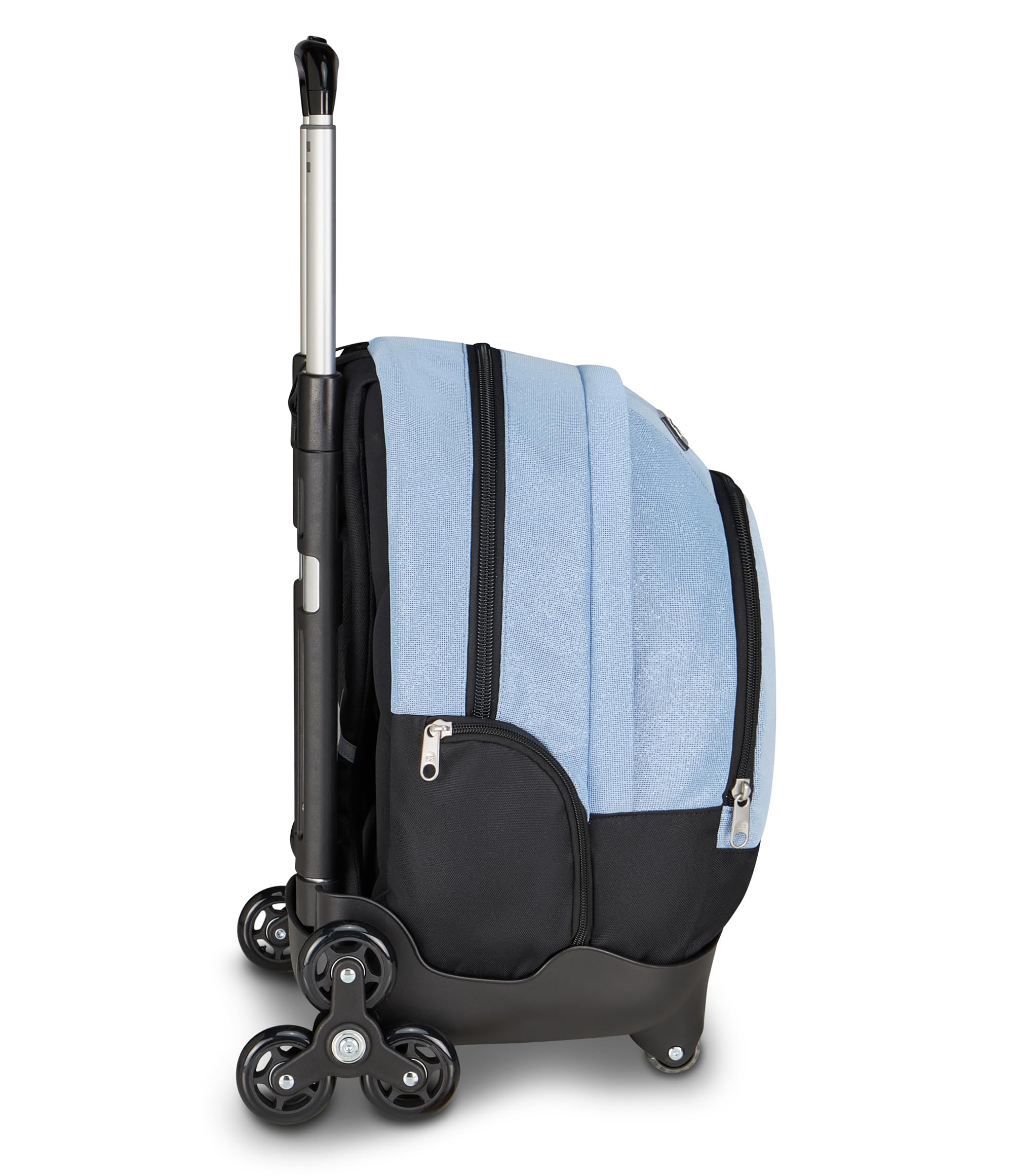 Seven Trolley Scuola Comby 8 ruote MADE OF STARS, Grigio, Effetto brillantini, 31 L, Scomponibile, Uso zaino, Barra telescopica, Tasca attrezzata, Tasca porta pc, Scuola elementare e media, Bambina