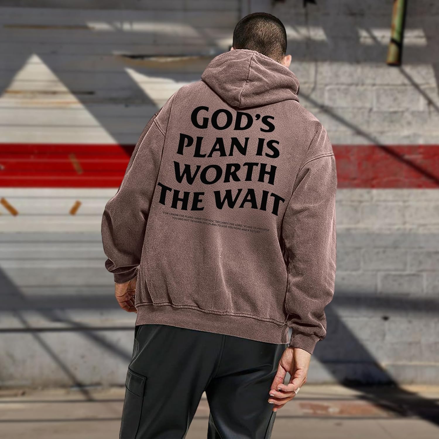 Wrenpies Mens Oversized Christian Hoodies Jesus God Bible Verse Faith Religious Sweatshirts Acid Wash Graphic Pullover Tops