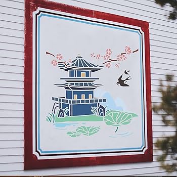Amazon.com: FINGERINSPIRE Oriental Pagoda Stencil 11.8x11