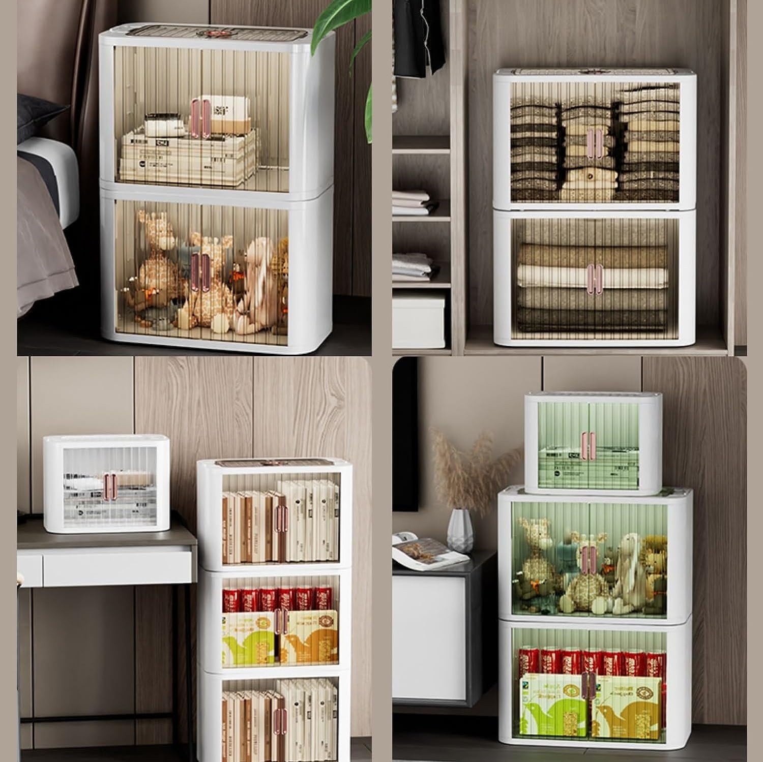 Neu Zusammenklappbare Aufbewahrungsbehälter, stapelbare Aufbewahrungsbox, durchsichtiger Kunststoff, Schrank-Organizer, Lagerregale, beweglicher Kofferraum-Organizer Aufbewahrungskiste