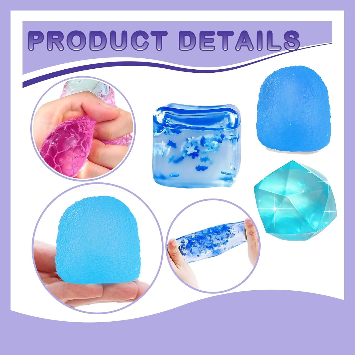 8 PCS Squishy Cubes Stress Ball for Kids,Squishy Fidget Toys,Fidget Cube Stress Toys,Square Stress Relief Sensory Cubes for Kids & Adults,Sensory Squeeze Toy Hand Exercise,Sugar Ball for Relax Tension — image 3
